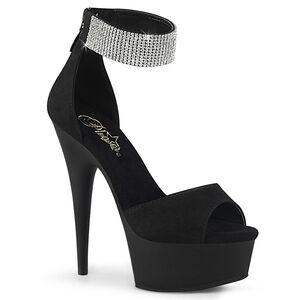 Chic Black Heels with Sparkling Ankle Strap